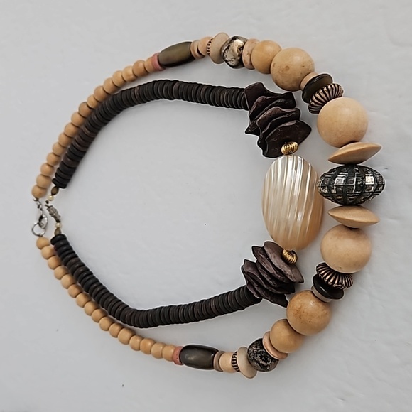 2 Wooden, Coconut & Metal Beads Necklaces - Picture 7 of 7